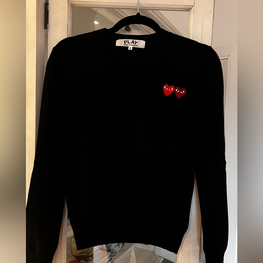 Comme des Garcons PLAY Black Sweater with Red Hearts